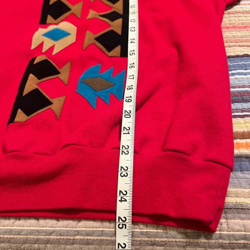 Vintage Hanes MOXIE Red Southwest Geometric Print Crewneck Sweatshirt Women's S - Picture 6 of 7